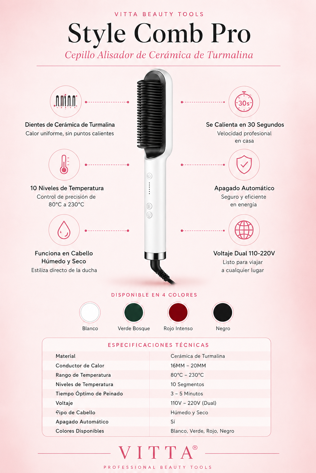 VITTA Style Duo — 2-in-1 Ionic Ceramic Straightener & Curling Brush